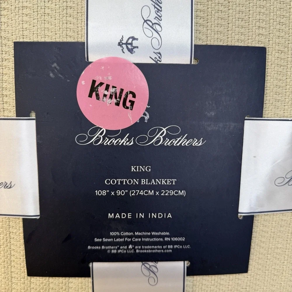 Brooks Brothers 100% Cotton Textured Knit Tan King Blanket Coverlet 108